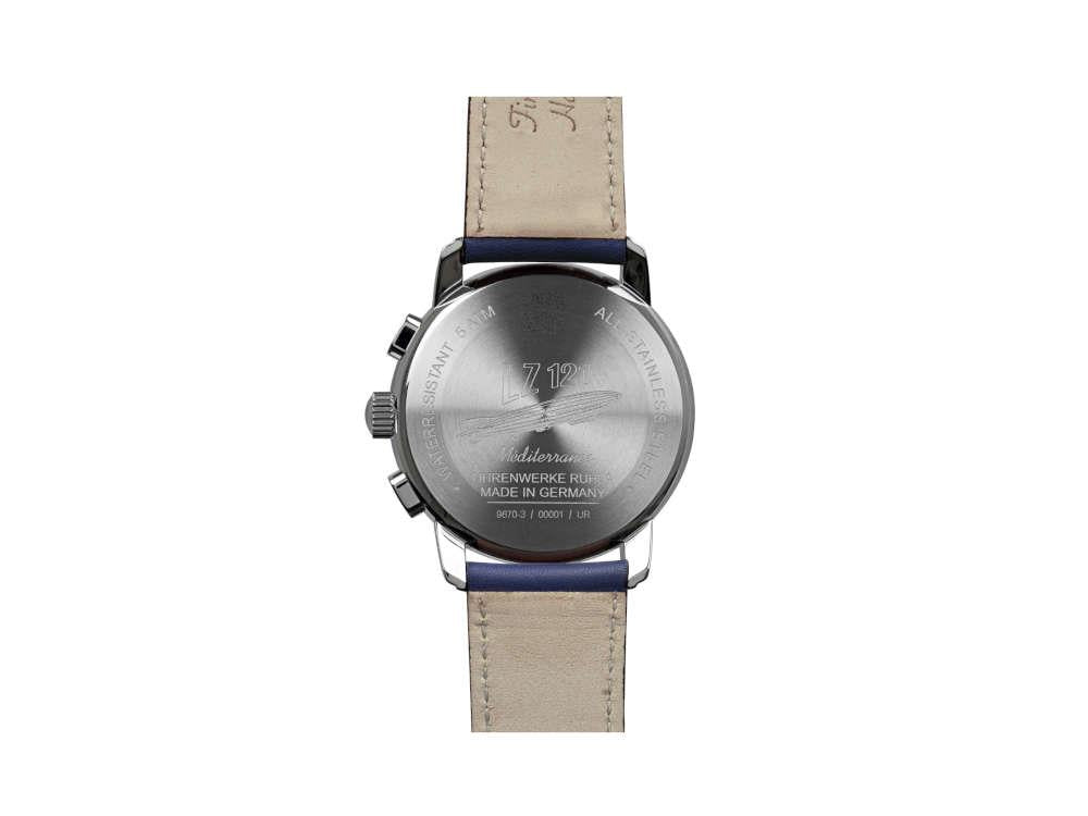 Montre à Quartz Zeppelin Méditerranée Chronograph, Bleu, 42 mm, 9670-3