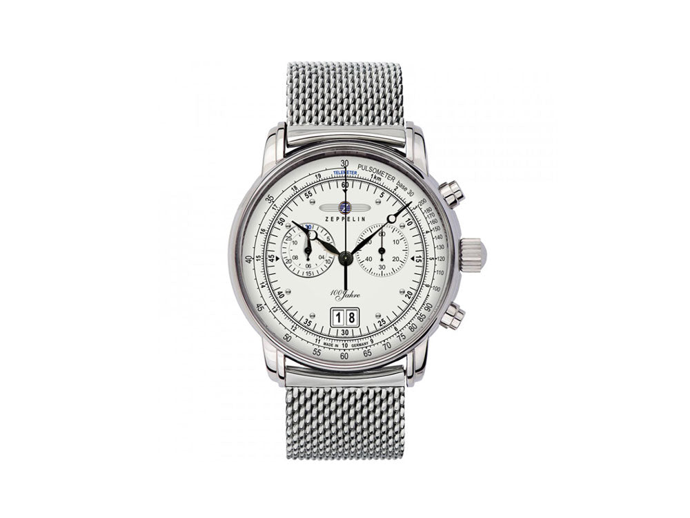 Montre à Quartz Zeppelin 100 Years Zeppelin Ed. 1, Argent, 42 mm, 7690M-1