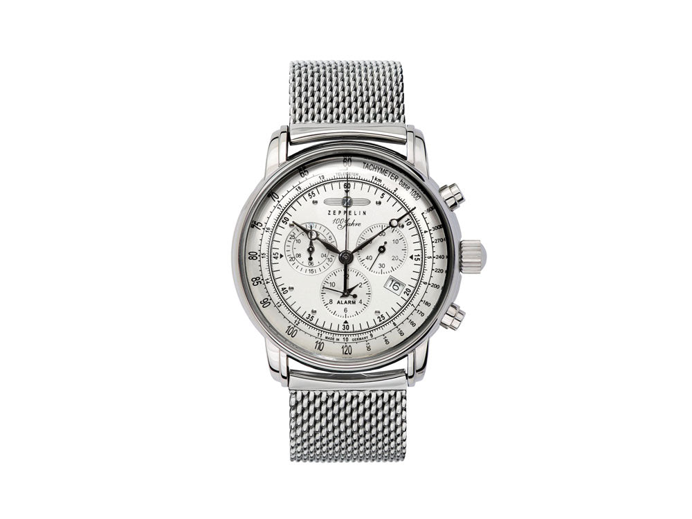 Montre à Quartz Zeppelin 100 Years Zeppelin Ed. 1, Argent, 42 mm, Jour, 7680M-1