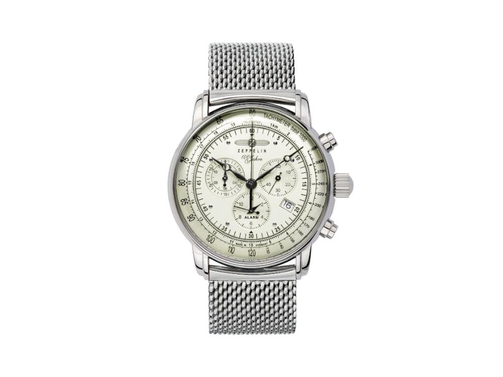 Montre Zeppelin 100 Years Zeppelin Ed. 1, Beige, 42 mm, Jour, Maille, 8680M-3