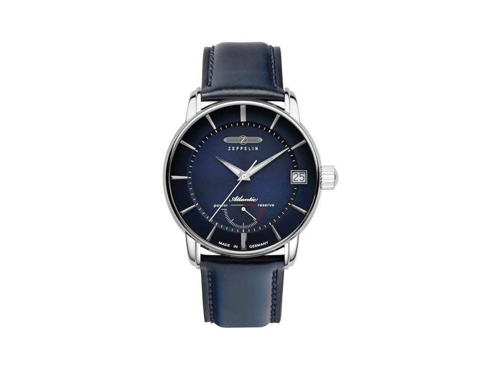 Montre Automatique Zeppelin Atlantic, Bleu, 43 mm, Jour, LE, 8416-3