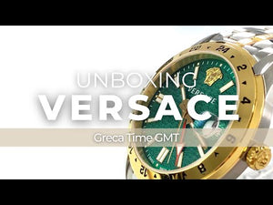 Montre à Quartz Versace Greca Time GMT, Or, Vert, 41mm, Verre saphir, VE7C00623