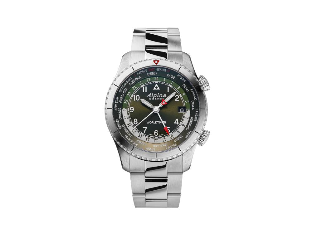 Montre à Quartz Alpina Startimer Pilot Quartz Worldtimer, 41 mm, AL-255GR4S26B