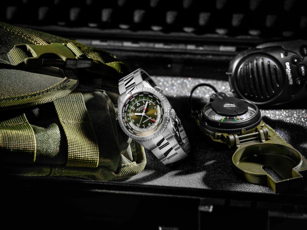 Montre à Quartz Alpina Startimer Pilot Quartz Worldtimer, 41 mm, AL-255GR4S26B