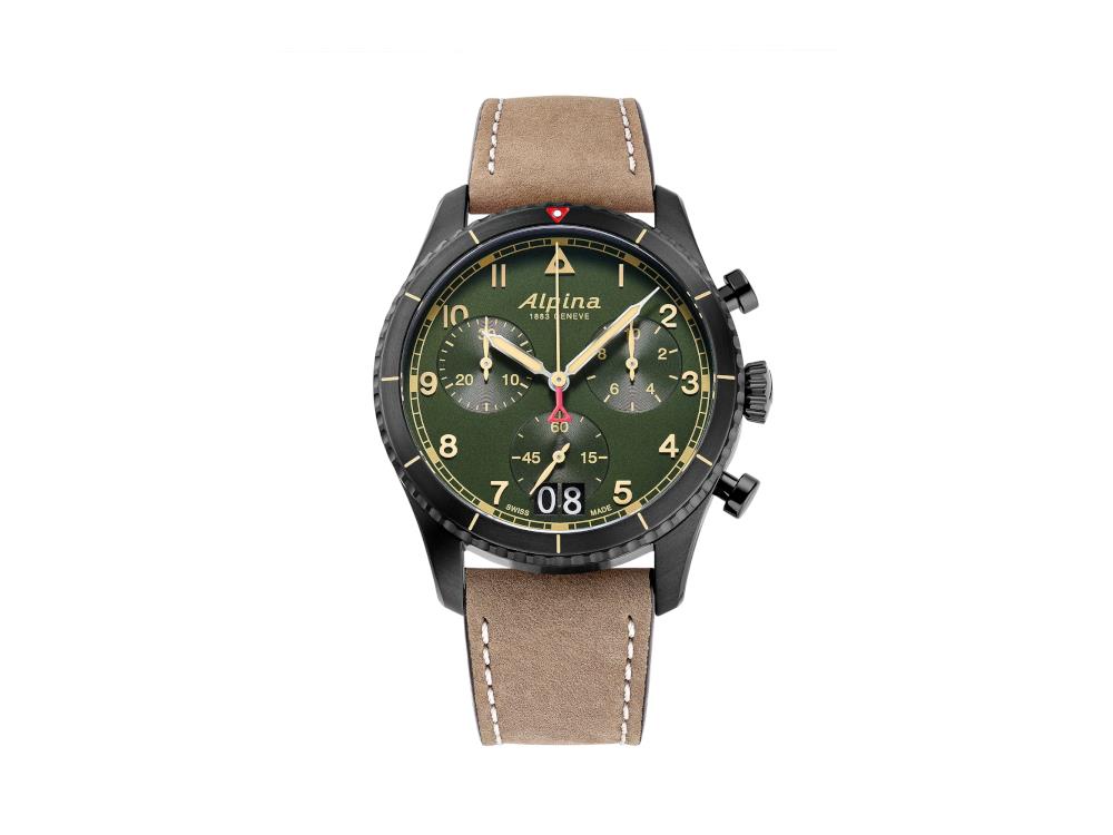 Montre à Quartz Alpina Startimer, 41 mm, Vert, Jour, AL-372GR4FBS26