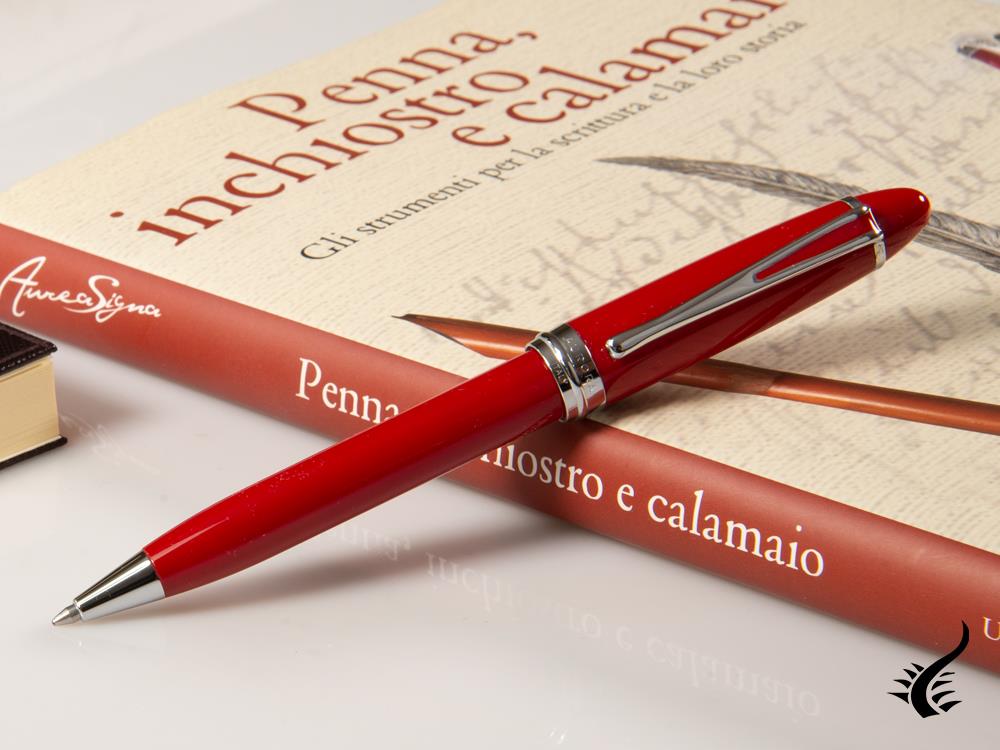Stylo bille Aurora Ipsilon, Résine rouge, Attributs chromés, B32CR