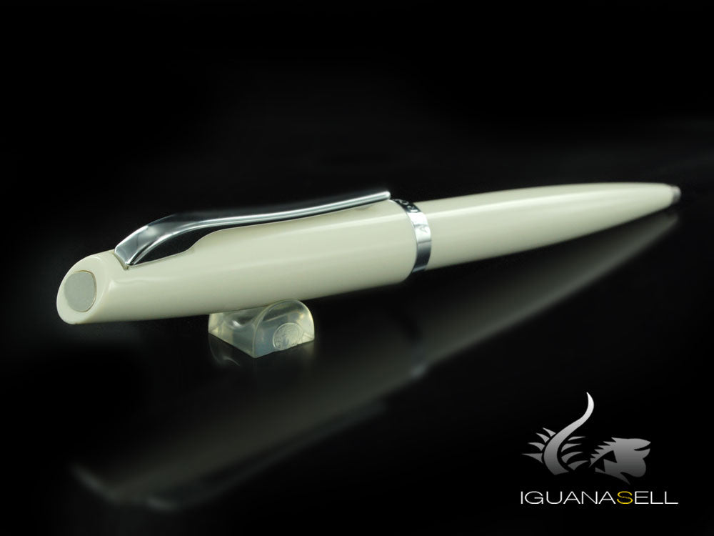Stylo Aurora Style - Résine Blanche et Finitions Chromées - E32CW