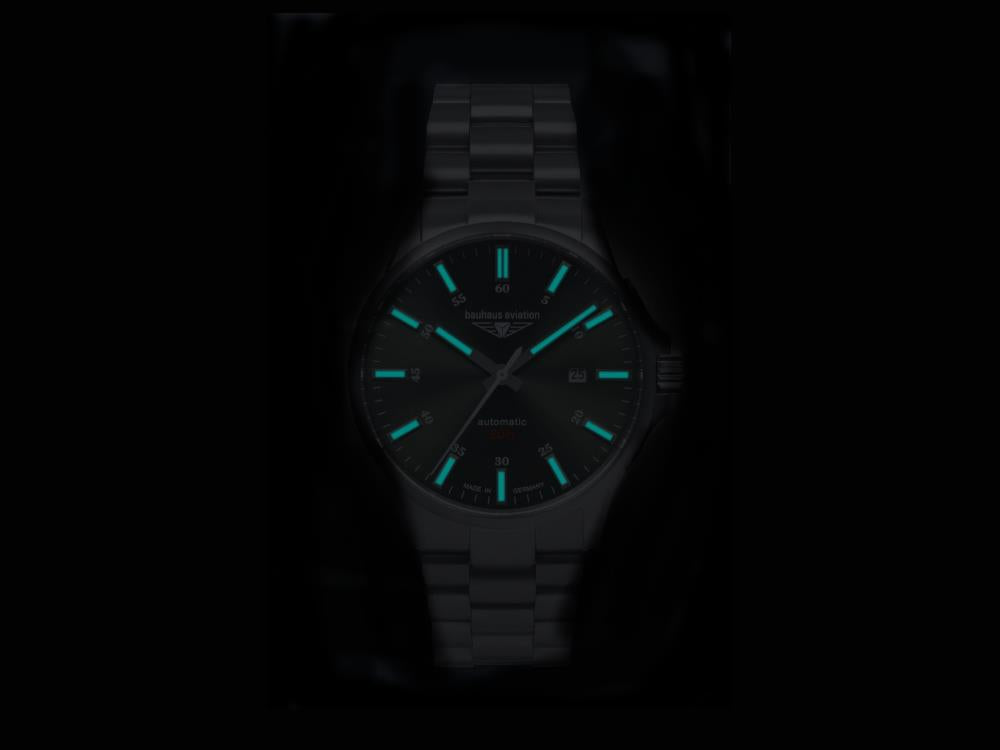 Montre Automatique Bauhaus Aviation, Titane, Vert, 42 mm, Miyota 8315, 2864M-4