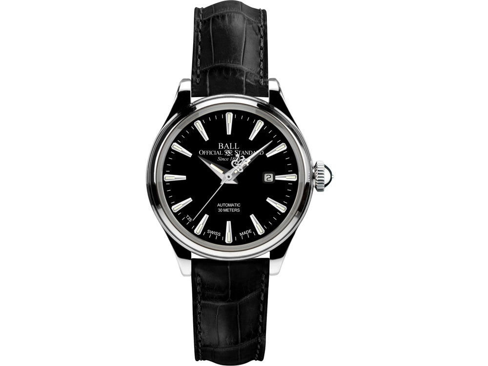 Montre Ball Trainmaster Eternity Ladies, Noir, Bracelet de cuir