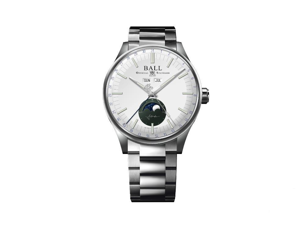 Montre Automatique Ball Engineer II Moon Calendar, Blanc, 40mm, NM3016C-S1J-WHGR