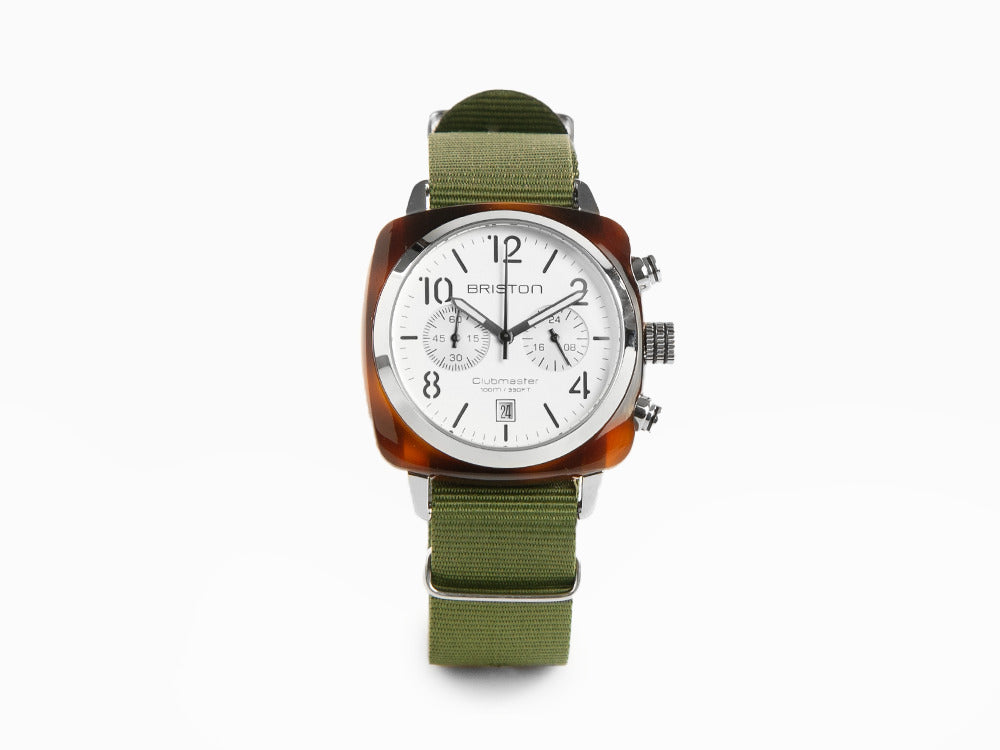 Montre Briston Clubmaster Classic, Cellulose, Blanc, 40 mm, 16140.SA.T.2.NGA