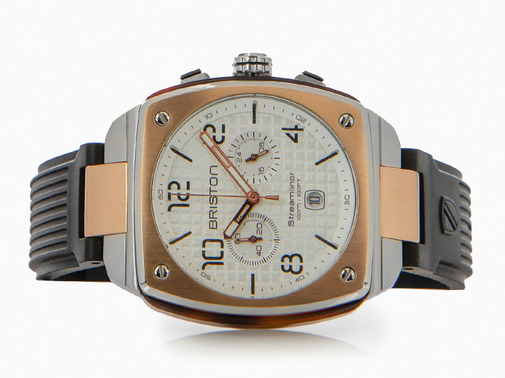 Montre à Quartz Briston Streamliner Urban, PVD, Blanc, 42 mm, 22142.RGS.T.2.RB