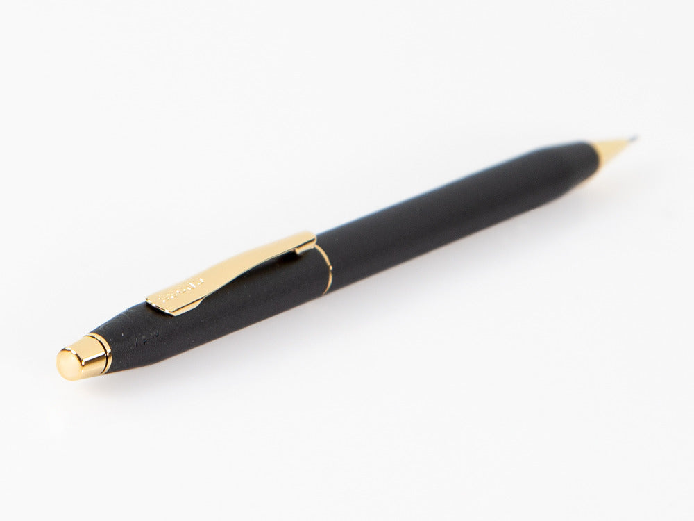 Portemine Cross Classic Century 0.7mm, Noir, Satiné, Plaqué Or 23K, 250305