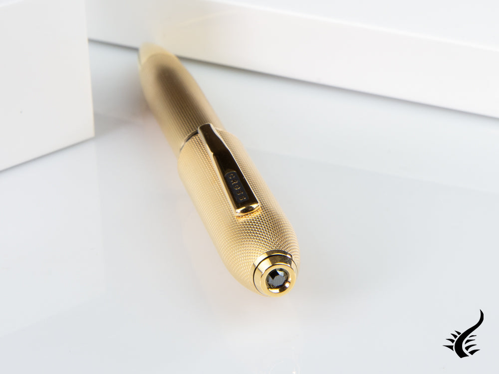 Stylo bille Cross Peerless 125, Plaqué Or 23K, Guilloche, AT0702-4