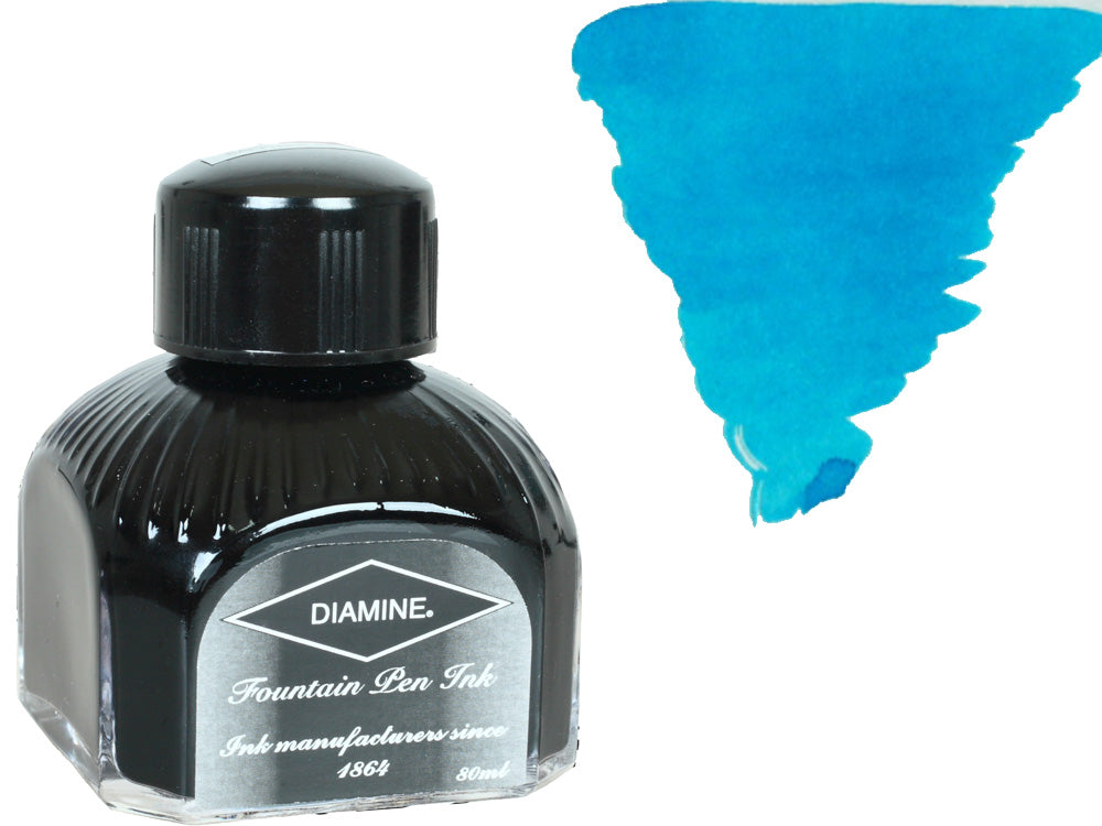 Encrier Diamine, 80ml., Aqua Blue, Bouteille en verre italien
