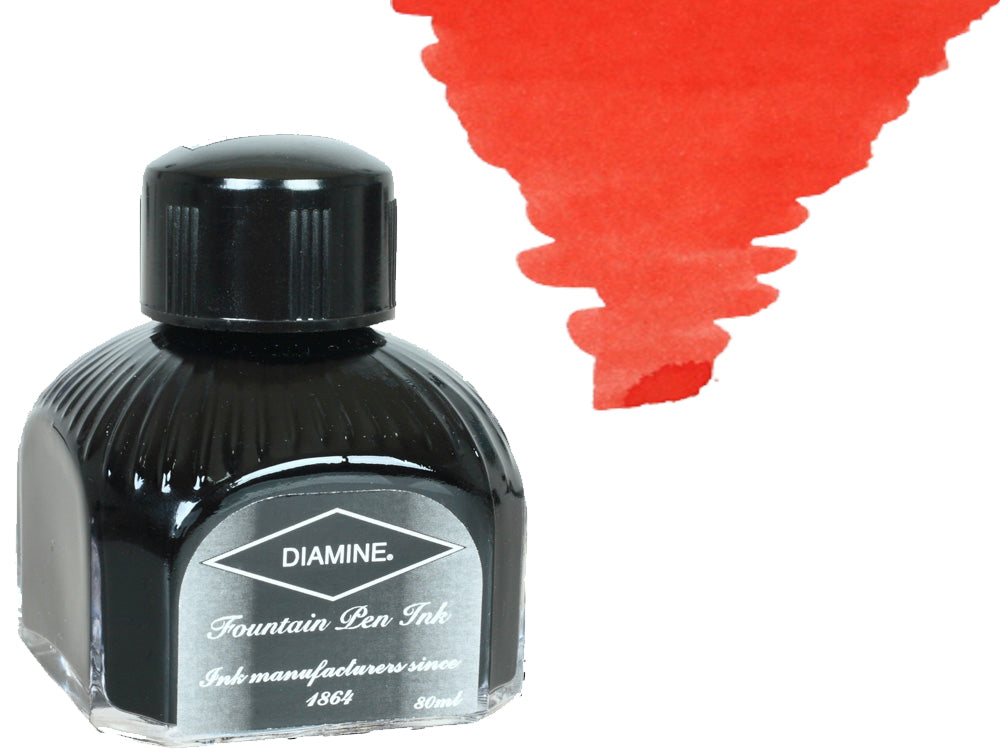 Encrier Diamine, 80ml., Brilliant Red, Bouteille en verre italien