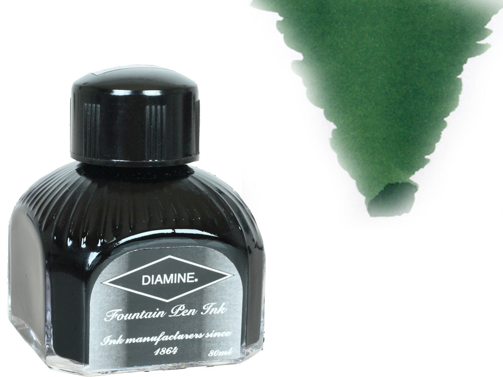 Encrier Diamine, 80ml., Emerald, Bouteille en verre italien