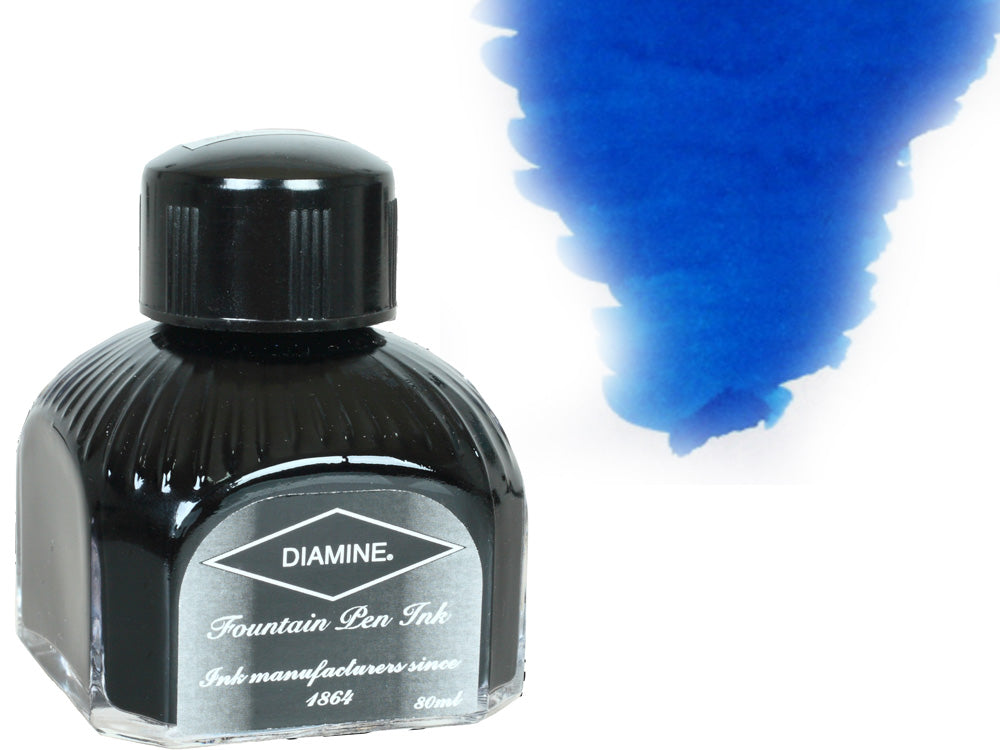 Encrier Diamine, 80ml., Florida Blue, Bouteille en verre italien