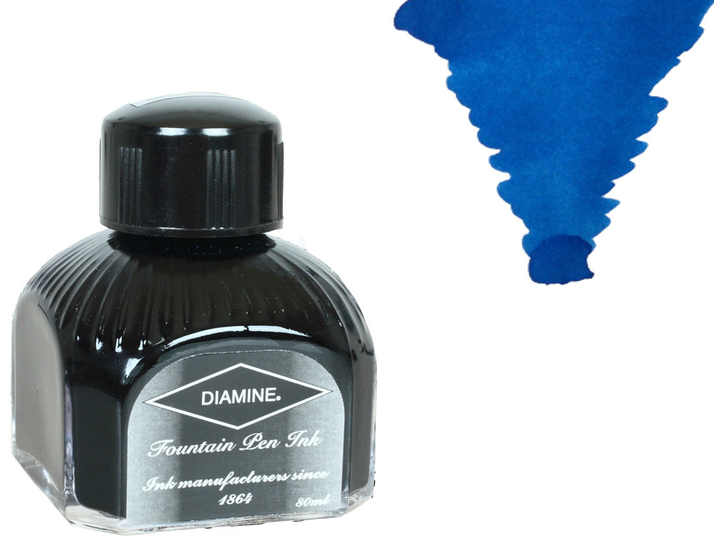 Encrier Diamine, 80ml., Kensington Blue, Bouteille en verre italien