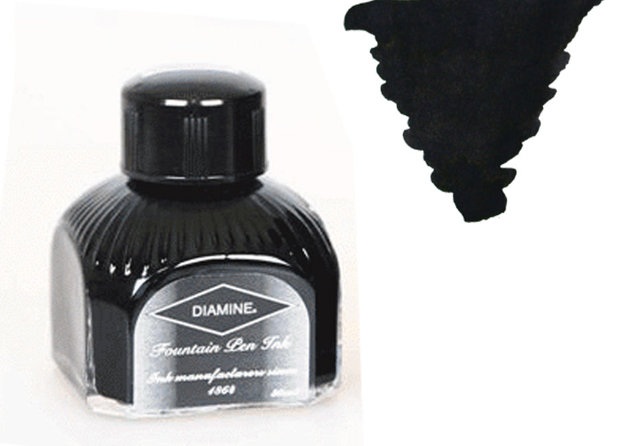 Encrier Diamine, 80ml., Onyx Black, Bouteille en verre italien