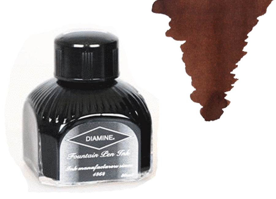 Encrier Diamine, 80ml., Saddle Brown, Bouteille en verre italien