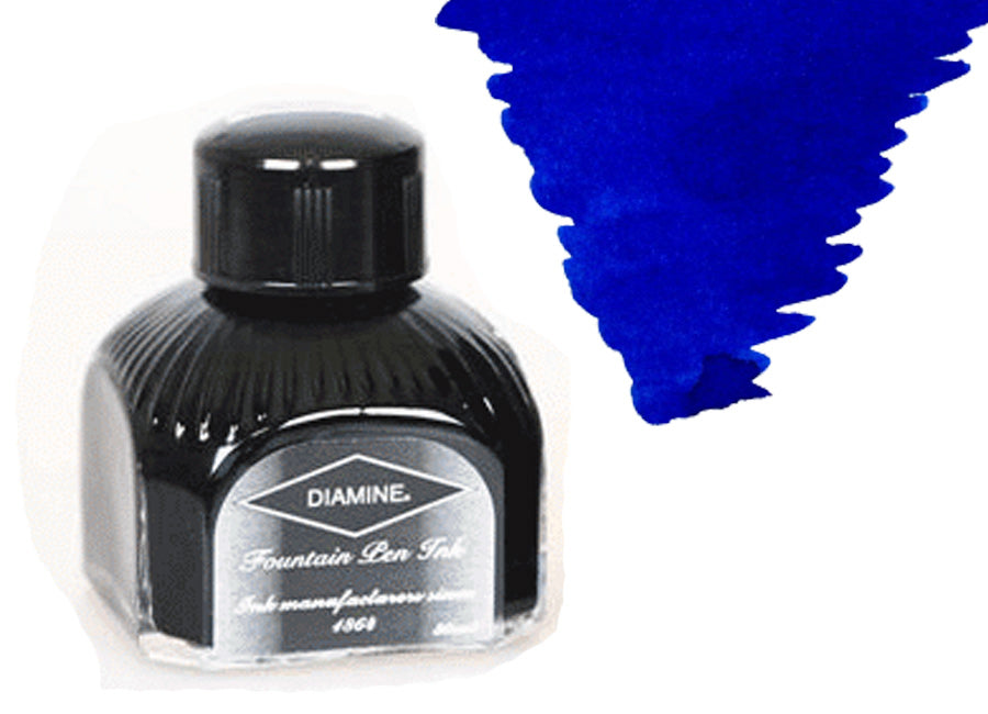 Encrier Diamine, 80ml., Sapphire Blue, Bouteille en verre italien