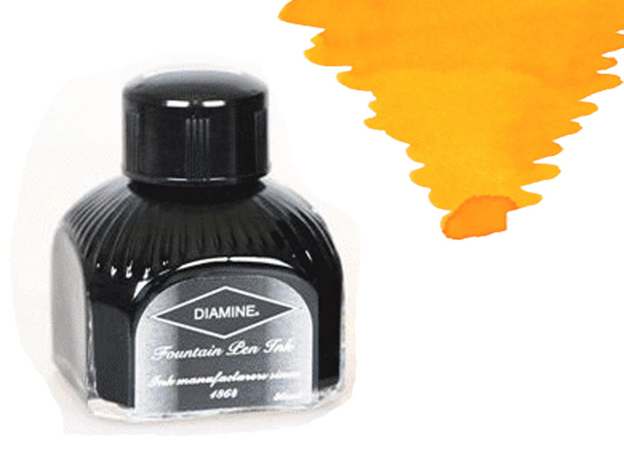 Encrier Diamine, 80ml., Sunshine Yellow, Bouteille en verre italien