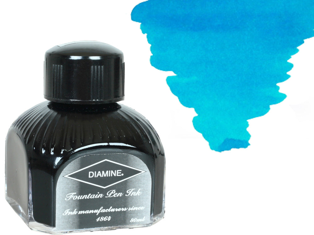 Encrier Diamine, 80ml., Turquoise, Bouteille en verre italien