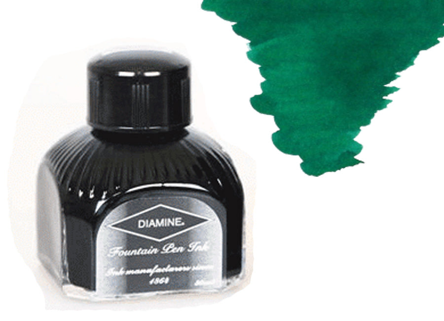 Encrier Diamine, 80ml., Woodland Green, Bouteille en verre italien