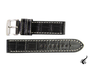 Glycine, Bracelet en cuir, 22mm, Noir, LBK9-22