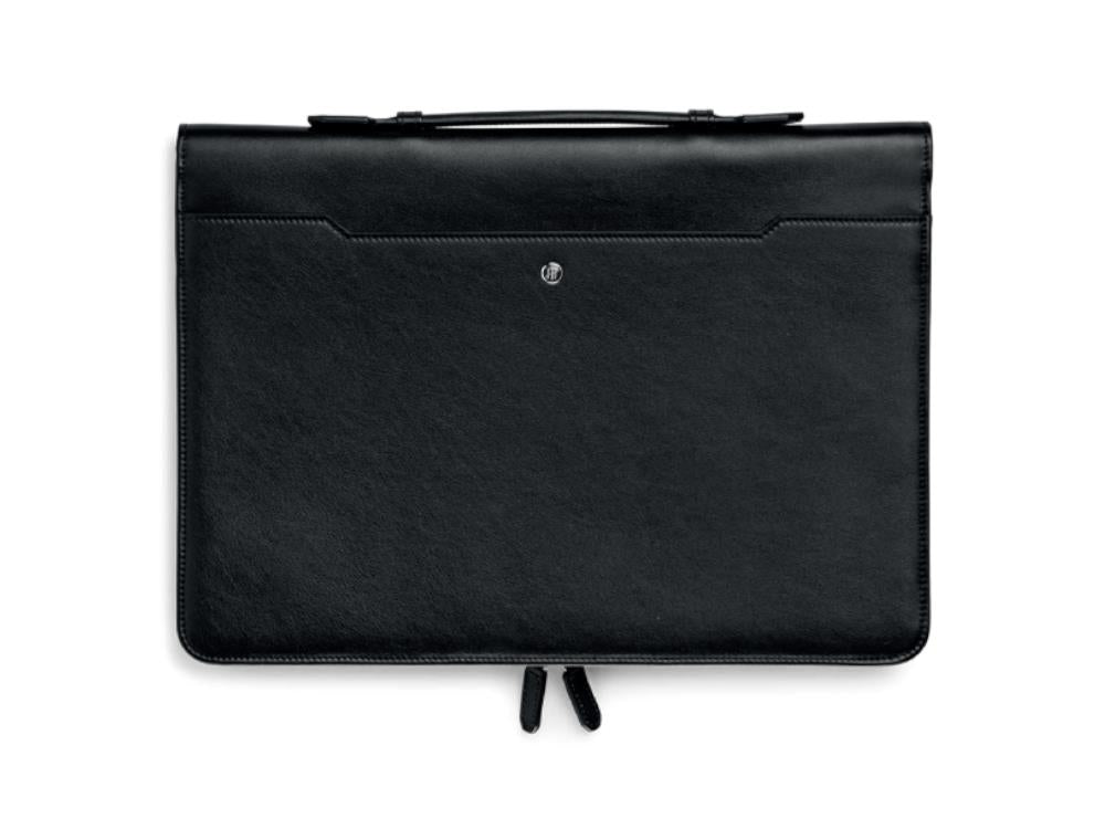 Zip Padfolio, Montegrappa Signet Series, Cuir, Coton, Noir, IC00HN02
