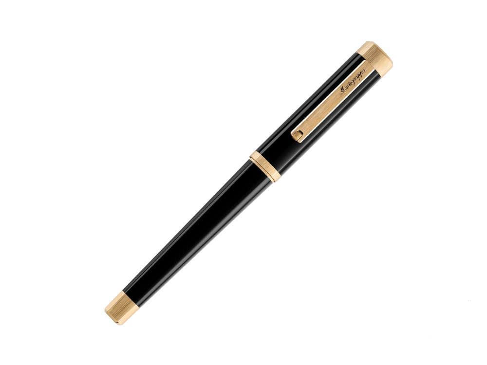 Stylo Plume Montegrappa Quattro, Plaqué or, Or 14k, Noir, ISZ4I-4Y
