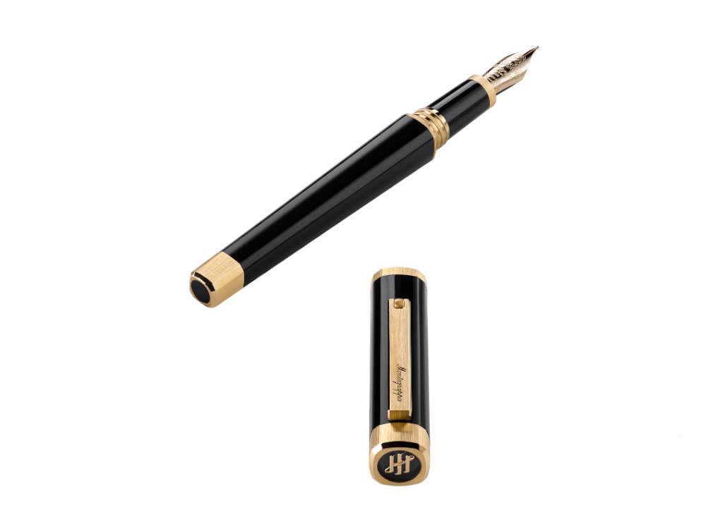Stylo Plume Montegrappa Quattro, Plaqué or, Or 14k, Noir, ISZ4I-4Y