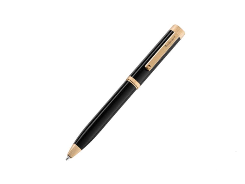 Stylo bille Montegrappa Quattro, Résine Acrilique, Plaqué or, Noir, ISZ4IBIY