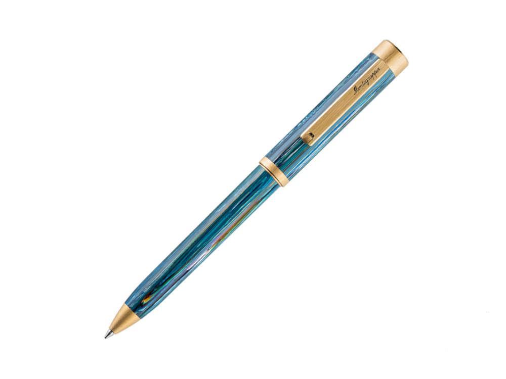 Stylo bille Montegrappa Zero Zodiac Cancer, Bleu, Plaqué or, ISZEZBIY-G9