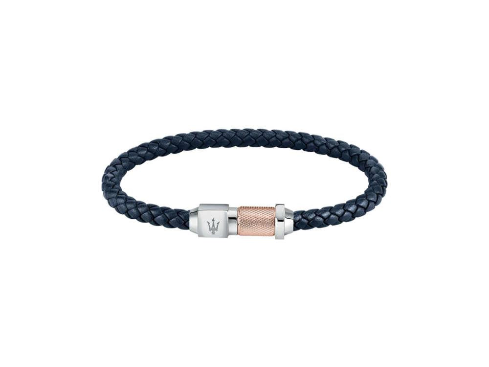 Bracelet Maserati Gioielli, Cuir, Bleu, PVD Or Rosé, JM223AVE16