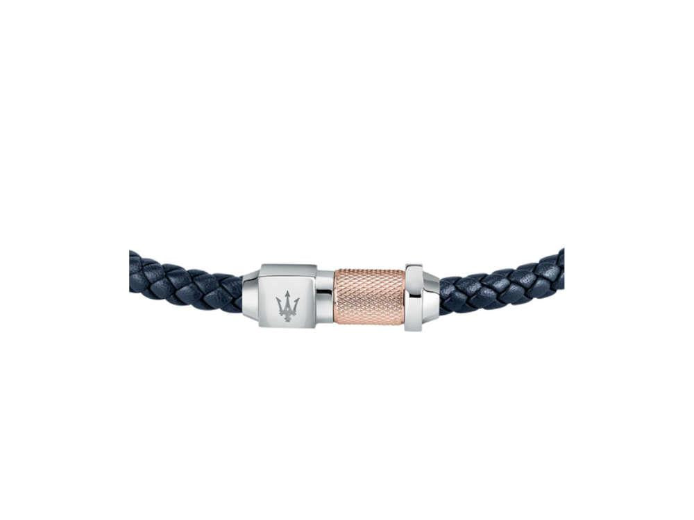 Bracelet Maserati Gioielli, Cuir, Bleu, PVD Or Rosé, JM223AVE16