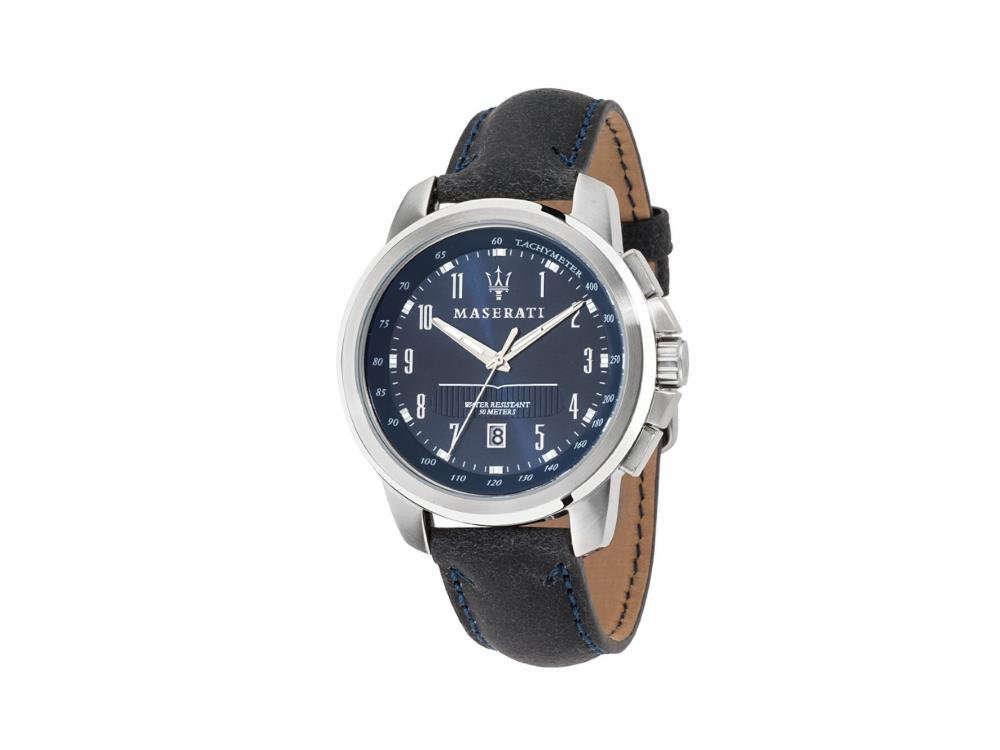 Montre à Quartz Maserati Successo, Bleu, 44 mm, Verre minéral R8851121003