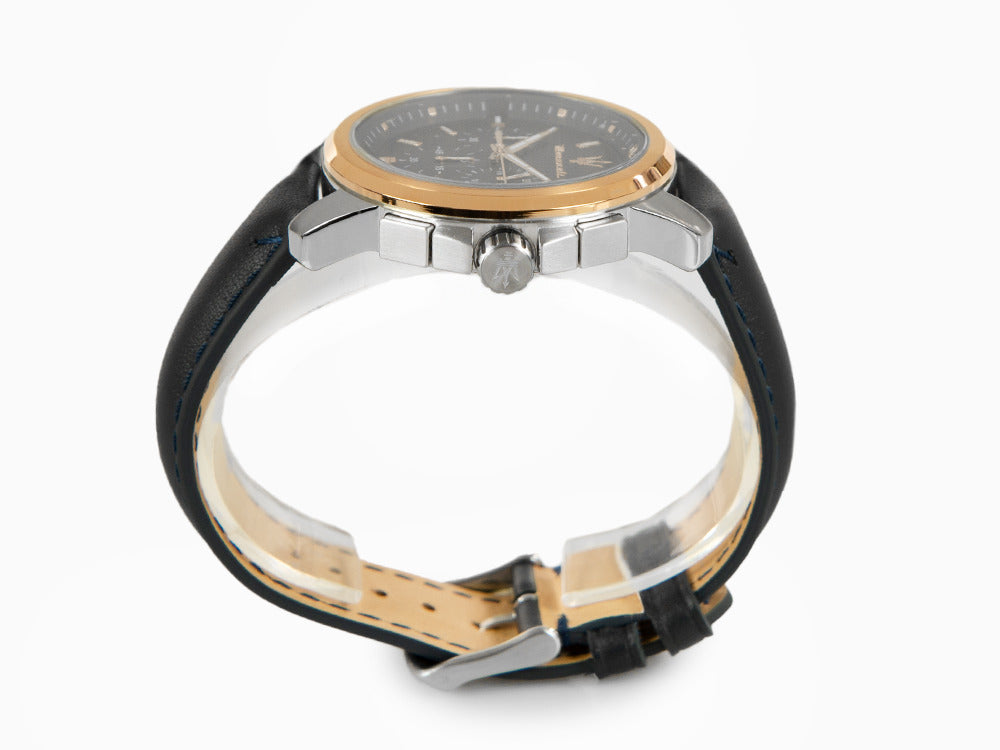 Montre à Quartz Maserati Successo, PVD Or Rose, Bleu, 44 mm, R8871621015