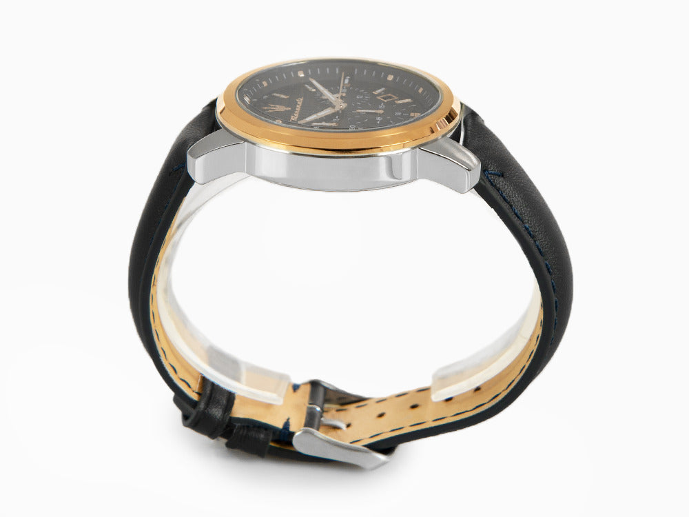 Montre à Quartz Maserati Successo, PVD Or Rose, Bleu, 44 mm, R8871621015