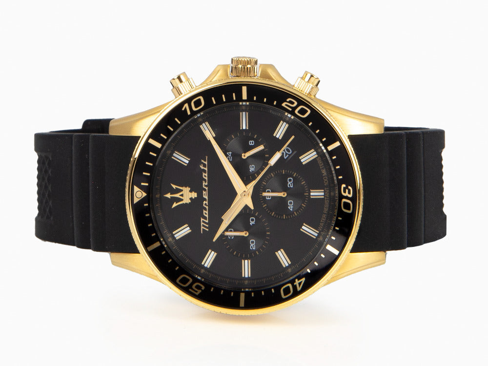 Montre à Quartz Maserati Sfida, PVD Or, Noir, 44 mm, R8871640001