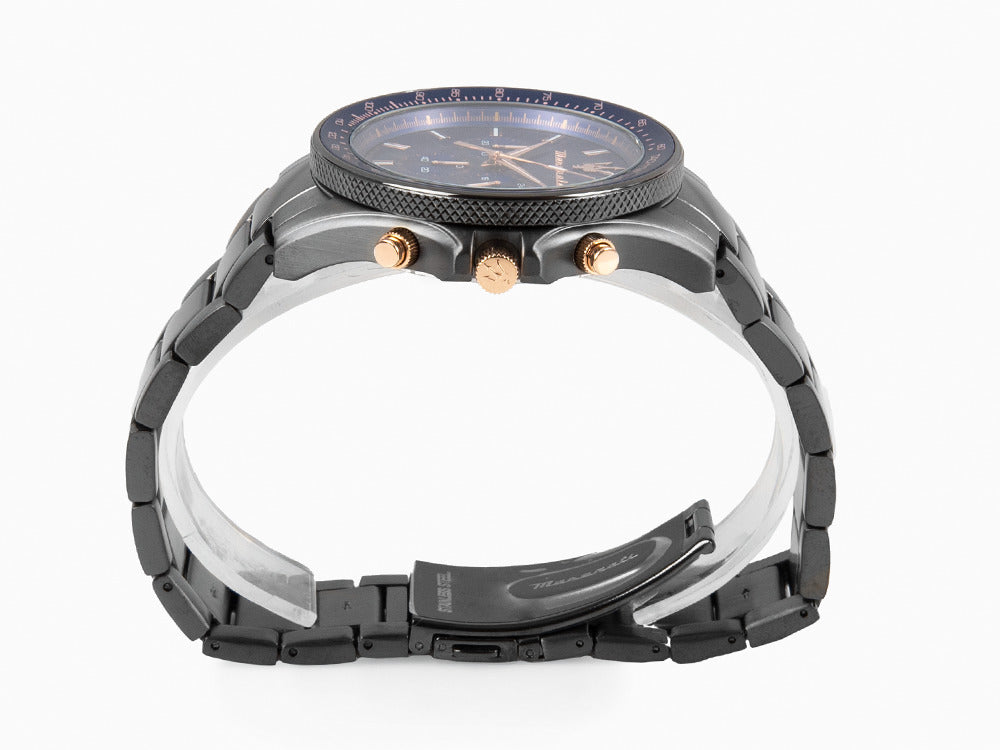 Montre à Quartz Maserati Sfida, PVD Gun Metal, Bleu, 44 mm, R8873640001