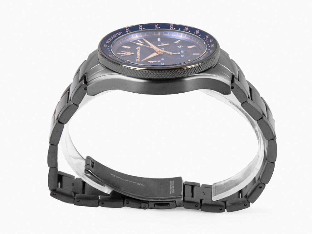 Montre à Quartz Maserati Sfida, PVD Gun Metal, Bleu, 44 mm, R8873640001