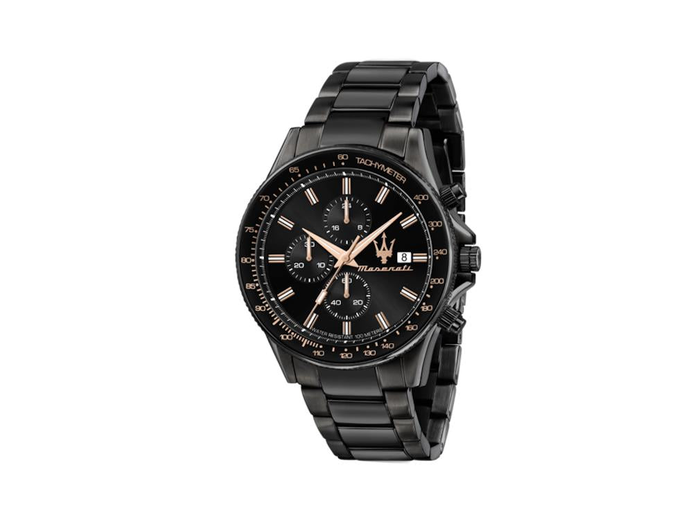 Montre à Quartz Maserati Sfida, PVD, Noir, 44 mm, Verre minéral, R8873640011