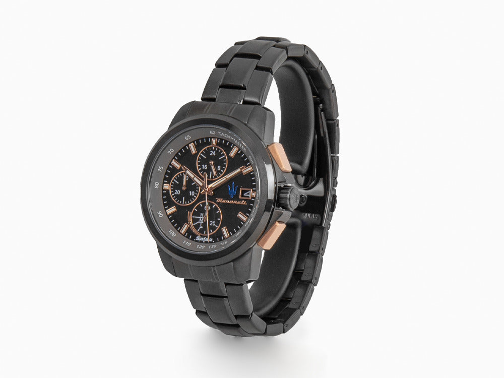 Montre à Quartz Maserati Successo, PVD Gun Metal, Noir, 44 mm, R8873645001