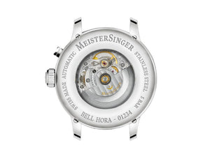 Montre Automatique Meistersinger Bell Hora, SW 200, Noir, 43 mm, BH902G-SVSL03