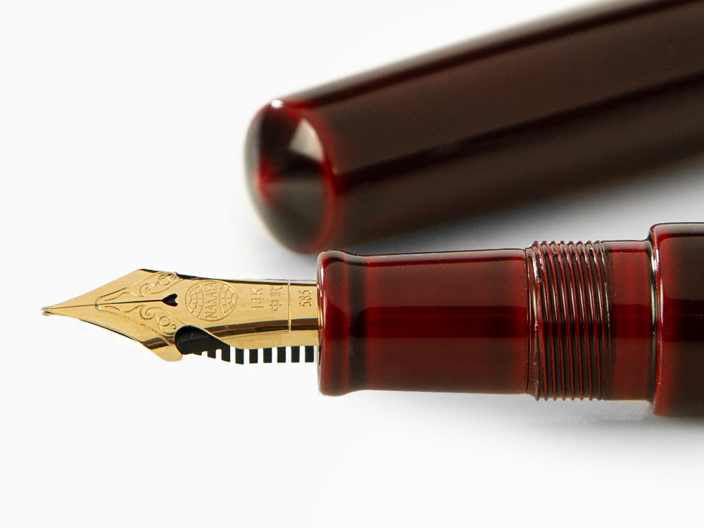 Stylo Plume Nakaya Cigar Piccolo Aka-Tamenuri, Or 14k, Plumée élastique