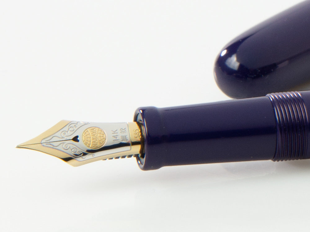 Stylo Plume Nakaya Cigar Long, Shobu, Ebonite, Or 14K bicolore