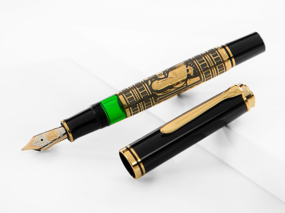 Plume stylo Pelikan Toledo M900, Or 18k, Rhodiée, 921387