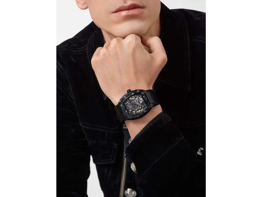 Montre Automatique Philipp Plein The Skeleton, PVD, Noir, 44 mm, PWBAA0221